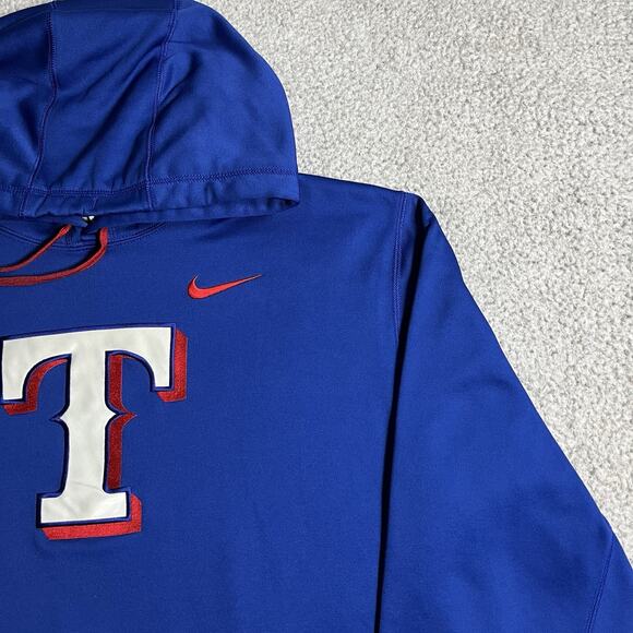 Texas Rangers Hoodie Mens XL Blue Nike Therma-Fit Sweatshirt Baseball MLB - Picture 5 of 14